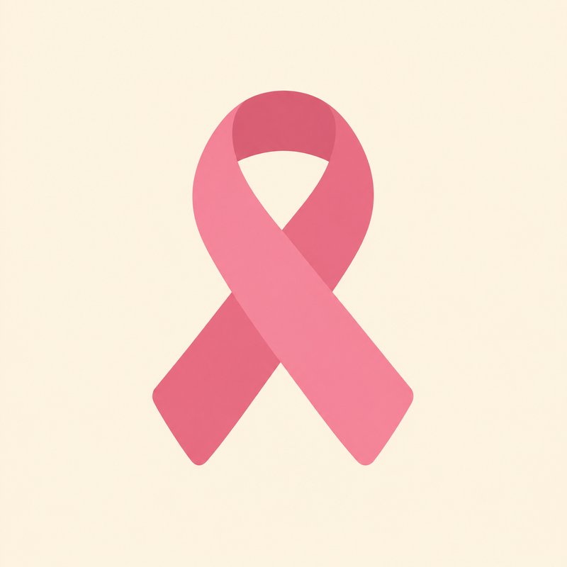 Pink breast cancer awareness ribbon icon on a cream background