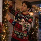 man decorating a porch wearing an ain't no laws when you're drinkin'