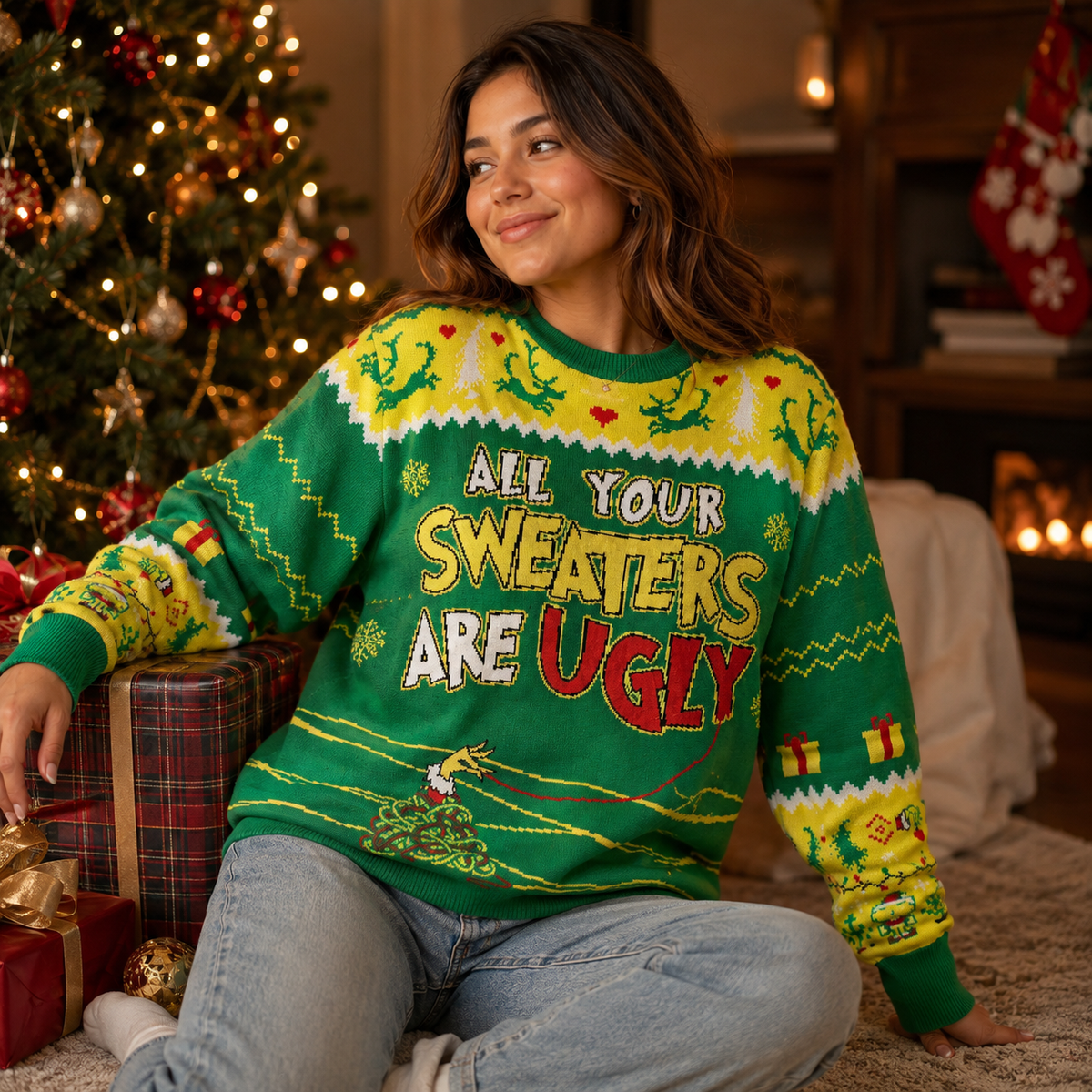 All Your Sweaters Are Ugly Ugly Christmas Sweater, Funny Xmas Jumper, Holiday Knit Pullover Gifts For Her
