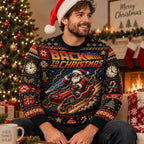 back to the christmas ugly christmas sweater close up on a smiling