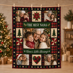 the best nana photo blanket hanging on a rope with christmas tree