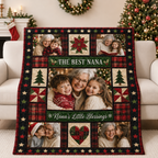 the best nana photo blanket draped over a couch in festive living