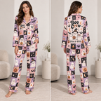 halloween satin pajama set with ghost and pumpkin all over print