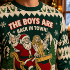 close up of the boys are back in town printed design on