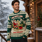 The Boys Are Back In Town Merry Christmas Ugly Christmas Sweater, Funny Xmas Jumper, Holiday Knit Pullover