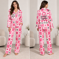 breast cancer awareness ribbon pink strong personalized satin pajama set
