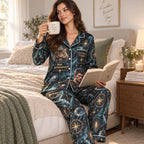 back view of the personalized satin pajama set featuring the dungeon crawler
