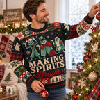 woman holding a gingerbread cookie in a scrooge ghosts of christmas ugly