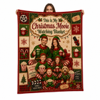 family in elf pajamas christmas movie watching blanket held up against