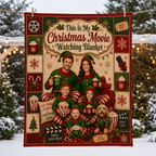 red and green plaid christmas movie blanket hanging on a clothesline outdoors