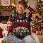 Christmas Vacation Here's to a Lousy Christmas and a Crappy New Year Ugly Christmas Sweater, Funny Xmas Jumper, Holiday Party Sweater