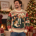 side angle of a clark griswold ugly christmas sweater showing the full