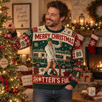 man decorating christmas tree in clark griswold shitter's full all over print