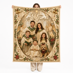 family in christmas choir robes photo blanket held up