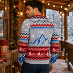 back view of the cool dad knit christmas sweater showing fair isle