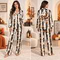 halloween satin pajamas with ghost pumpkin stripe print and custom name