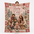 custom photo fleece blanket with baby it's cold outside winter family design