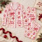 Deck The Halls Tis The Season To Be Jolly Christmas Pyjamas Satin PJ Set Lounge Pyjamas Button Up Pyjamas Gifts For Her