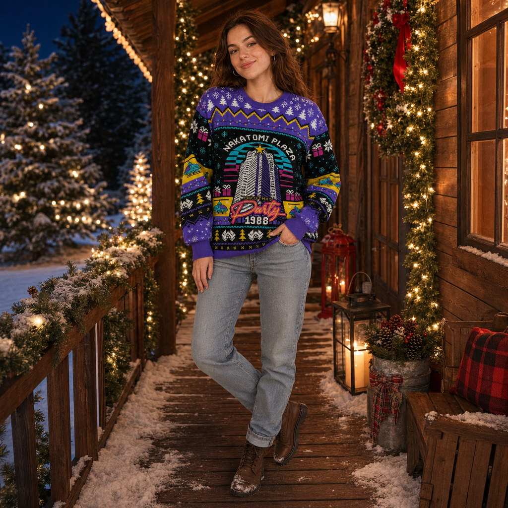 Die Hard Nakatomi Plaza Christmas Party 1988 Ugly Christmas Sweater, Knit Xmas Jumper, Film Fan Gift