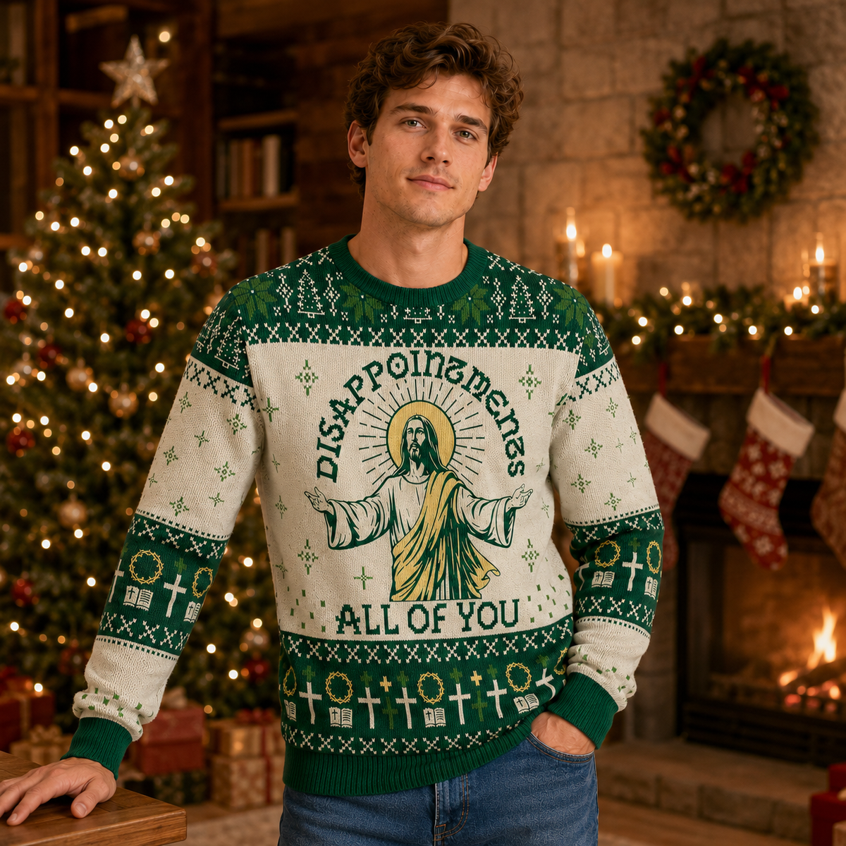 Christ Disappointments All Of You Ugly Christmas Sweater, Funny Xmas Jumper, Christmas Party Knit Pullover