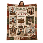 custom family photo christmas blanket with plaid border and eight photo frames