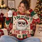 close up of the funny christmas sweater design with snowflakes and plaid