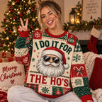 I Do It For The Ho's Funny Ugly Christmas Sweater, Holiday Party Jumper, Xmas Gift For Her