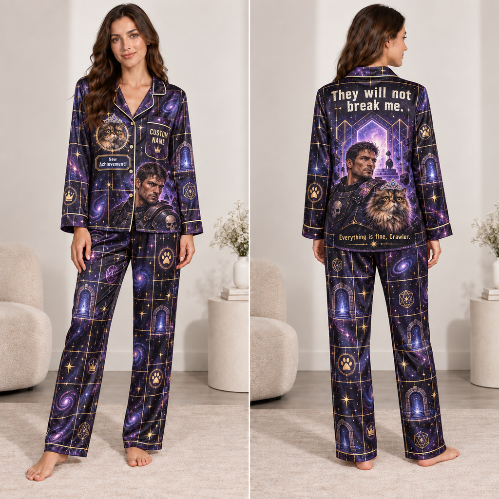 dungeon crawler carl satin pajama set with custom name print