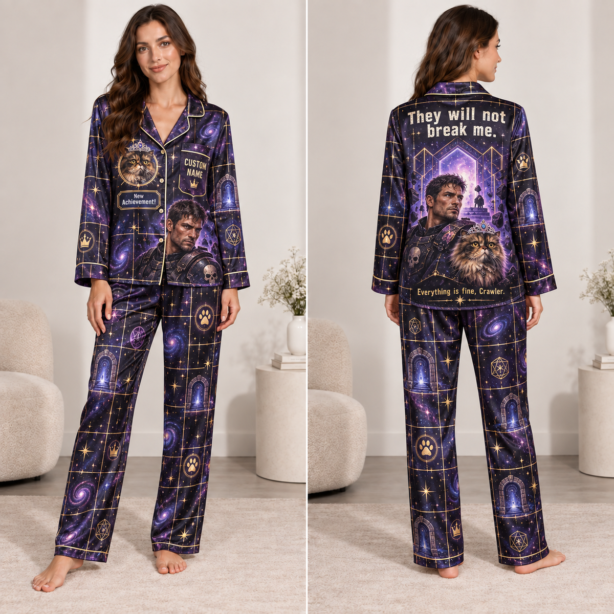 dungeon crawler carl satin pajama set with custom name print