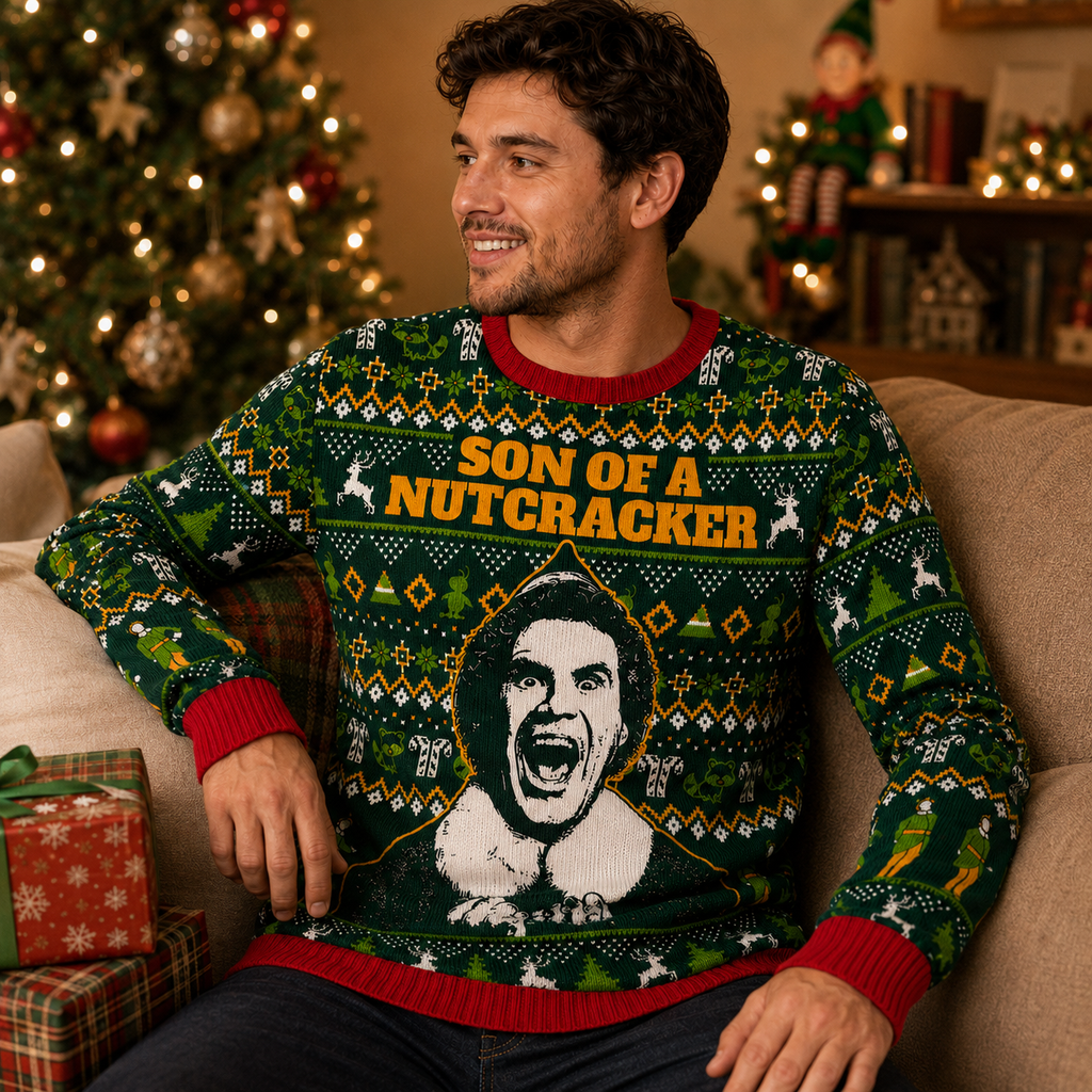 Elf Son Of A Nutcracker Ugly Christmas Sweater, Elf Christmas Jumper, Funny Holiday Knit Gifts For Him