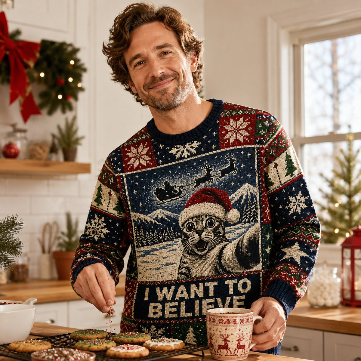man baking cookies in an x files i want to believe ugly