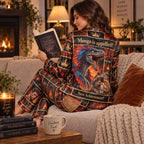 woman holding a mug in a cozy bedroom wearing the Ghost Hunter black