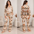 coffee pie friends satin pajama set front view