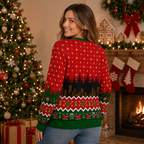 back view of the gingerbread man ugly christmas sweater showing skyline pattern