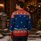 Gingerbread Man Ugly Christmas Sweater, City Skyline Holiday Jumper, Funny Knit Gifts For Him