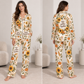 satin pyjamas set with pumpkin sunflower and wheat thanksgiving print