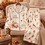 Give Thanks Count Your Blessings Happy Thanksgiving Satin Pyjamas, Button Up Lounge Pyjamas, Cami Pyjamas