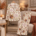 Give Thanks Come Ye Thankful People Come Happy Thanksgiving Satin Pyjamas Lounge Pyjamas Sleep In Pyjamas