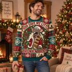 rat in santa hat ugly christmas sweater with god save my little