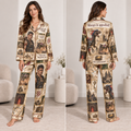 all over print satin pajama set with warrior dragon cat and fantasy