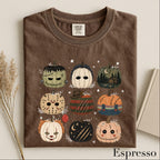 folded halloween pumpkins graphic tee in espresso brown color option
