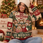 close up of cartoon mice and snowflakes on christmas sweater
