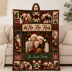 ho ho ho custom family blanket in a living room