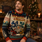 man seated in a cosy tavern wearing the Houses & Humans dragon