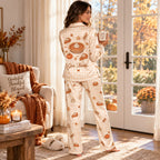 Hurrah For The Pumpkin Pie Thanksgiving Satin Pyjamas Set, Happy Thanksgiving Lounge Pyjamas, Give Thanks Sleep In Pyjamas Gifts For Her
