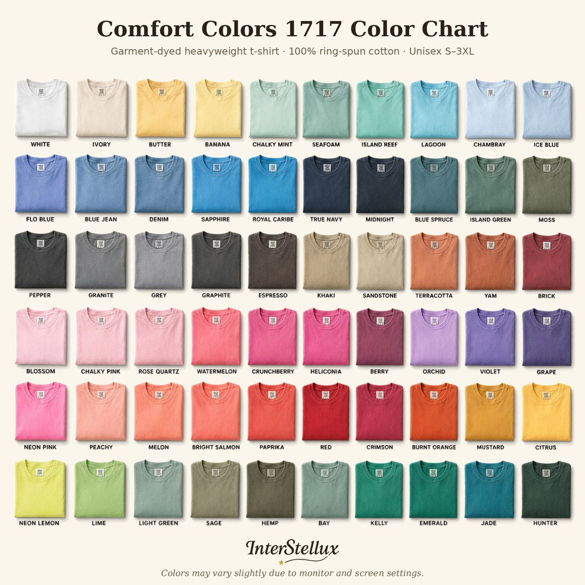 interstellux comfort colors colour chart