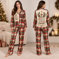 model in tartan christmas pajamas with is the reason for the season