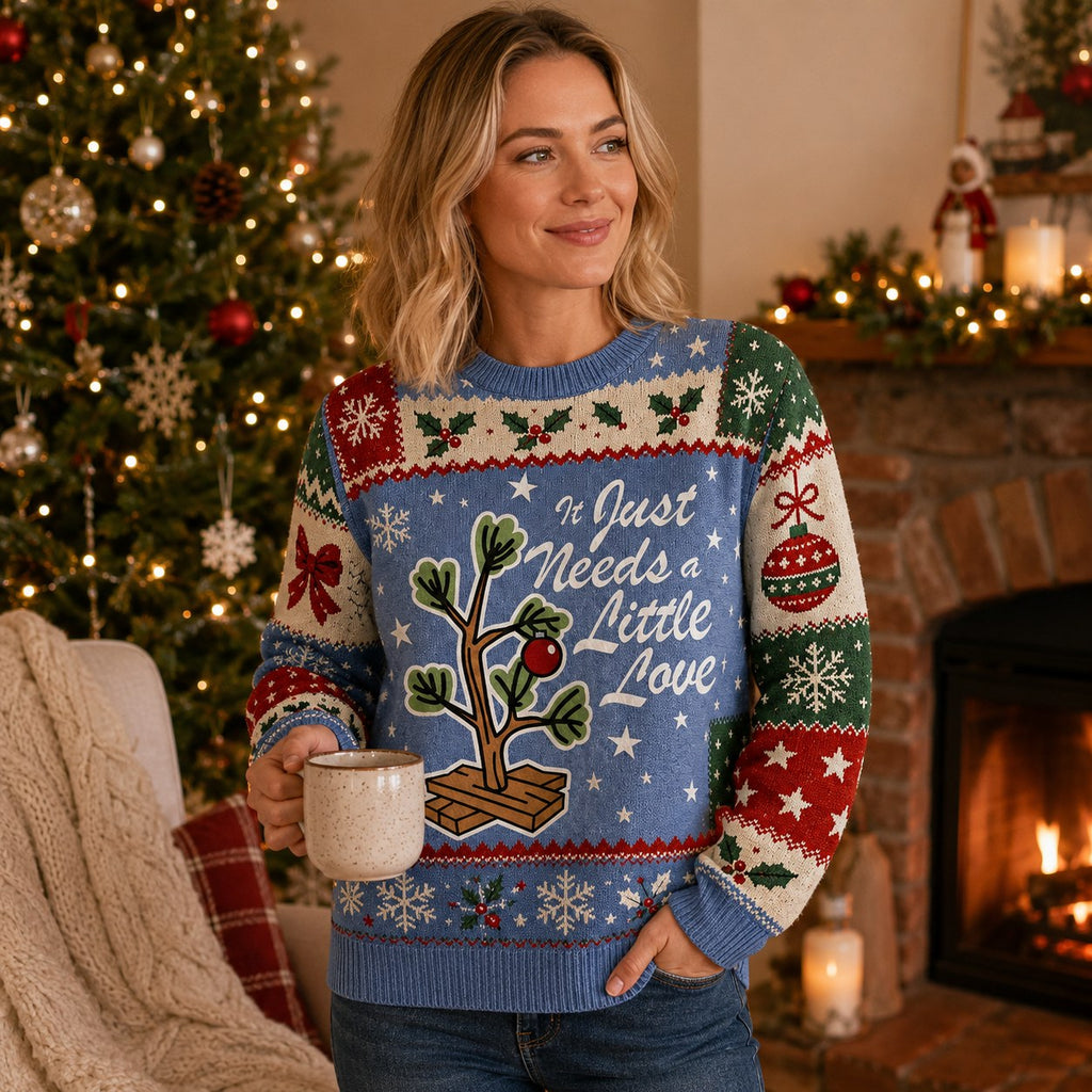 ugly christmas sweater with little tree and It Just Needs a Little