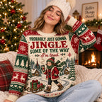 woman in beanie wearing probably just gonna jingle some of the way