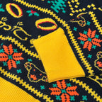close up of the jacquard knit pattern on the lord of the